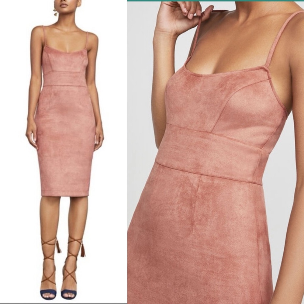 BCBGMaxazria Alese Suede Pink Nude Dress XS
